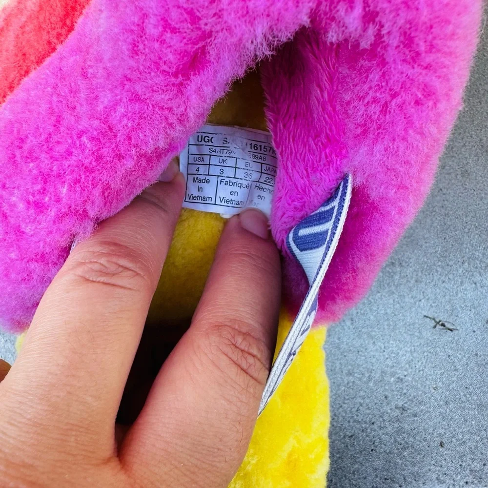 UGG Kids Slippers in Bright Yellow, Pink, and Orange